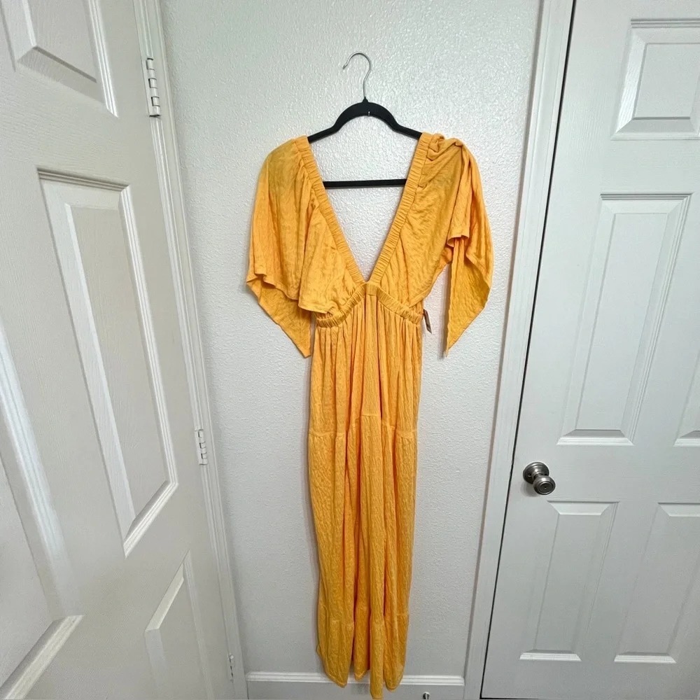 Free People Beach LaLa Maxi Dress Bird of Yellow Boho NWT Small - Picture 2 of 10